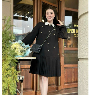 Váy cổ trắng 4315 Xinh ngất nun K hot, k xinh k lấy xiền Size sm