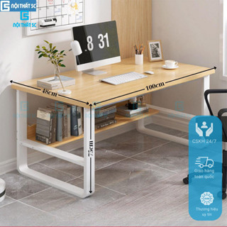 Bàn làm việc kiểu hàn, mặt gỗ mdf dễ lau chùi, bàn học chân sắt dùng cho văn phòng, học sinh, sinh viên giá rẻ
