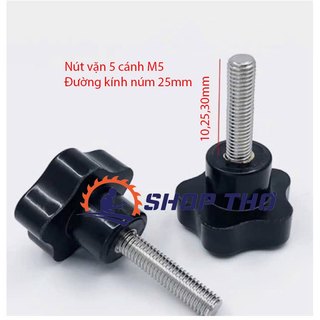 Set 4 cái núm vặn,  nút vặn 5 cánh M10 thân sắt mạ