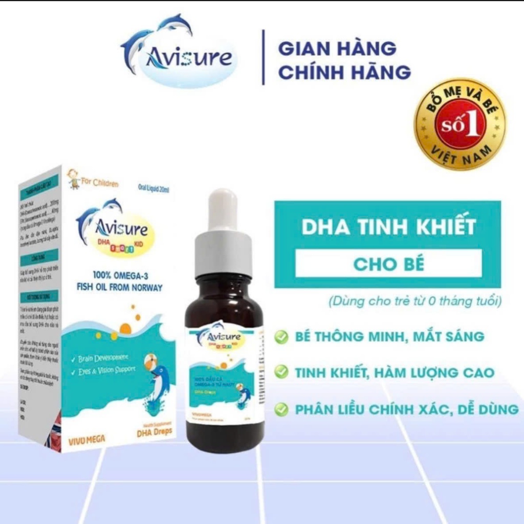 Avisure DHA smart kid DHA tinh khiết cho trẻ dạng nhỏ giọt 20ml hàng chính hãng