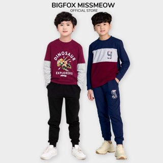 Bộ đồ quần áo bé trai Bigfox Miss Meow dài tay thu đông vải cotton size đại trẻ em 3-11 tuổi 35kg