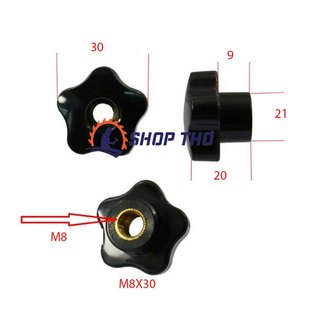 Núm vặn xuyên tâm ren  M6, M8, M10  (núm thủng)