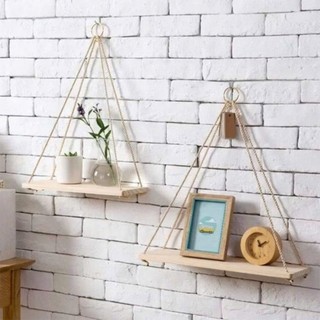 kệ gỗ treo tường bằng dây