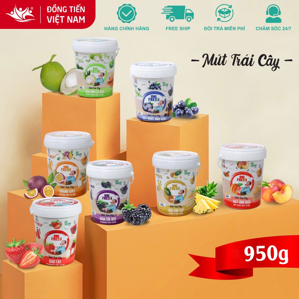 [TỔNG HỢP] Mứt Trái Cây Có Xác Làm Nhân Bánh - Uni Fresh - Xô 950gr