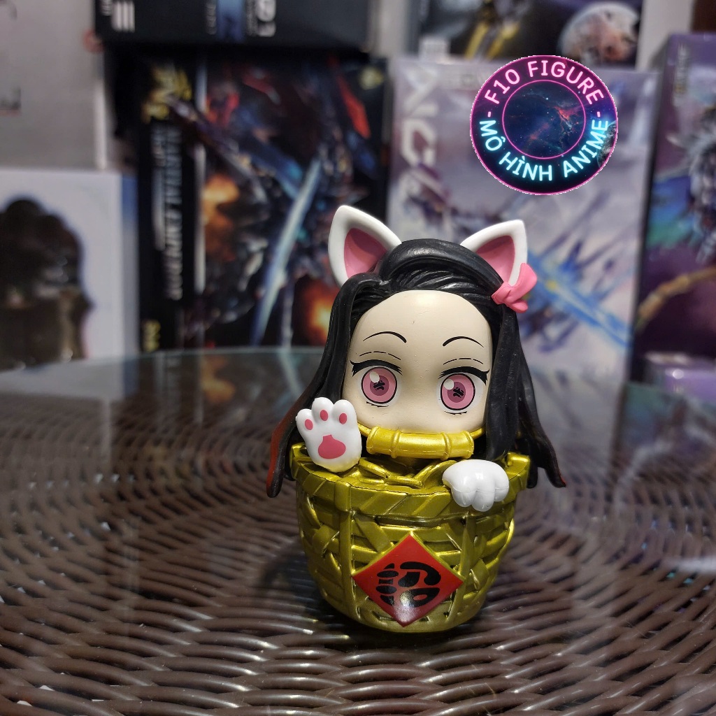 Mô hình Nezuko chibi Kimetsu no Yaiba ngồi trong giỏ -  Mô hình Nezuko Mini 10Cm - Hàng Cao Cấp Nét 