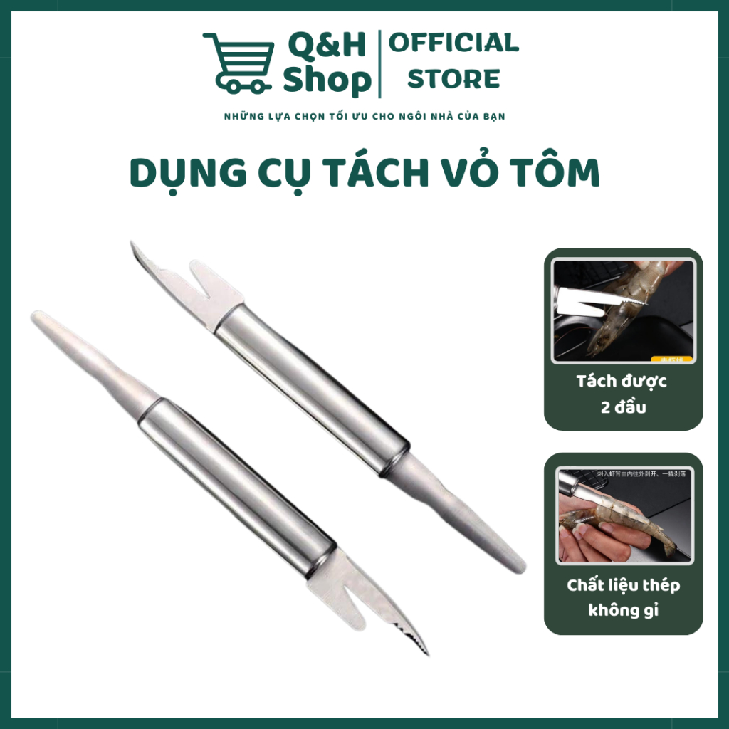 Dụng Cụ Tách Vỏ Tôm 2 Đầu Thép Không Gỉ QH Shop