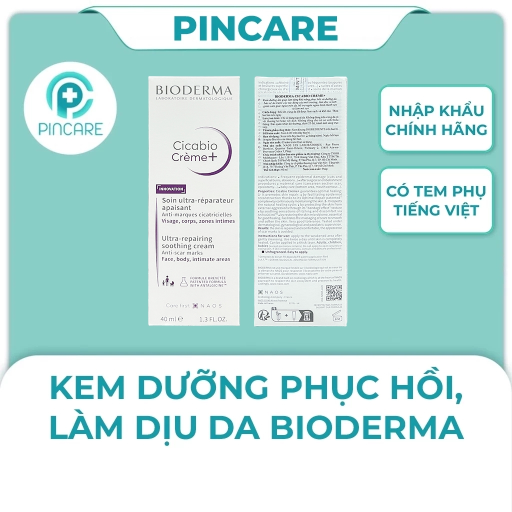 Kem dưỡng phục hồi da Bioderma tím Cicabio Cream+ 40ml - Hàng chính hãng - PINCARE Health & Beauty