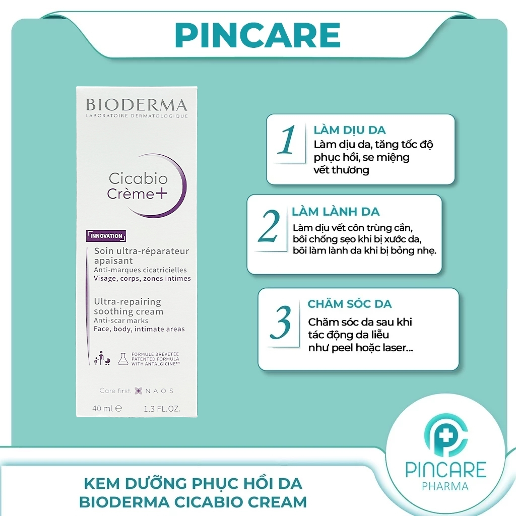 Kem dưỡng phục hồi da Bioderma tím Cicabio Cream+ 40ml - Hàng chính hãng - PINCARE Health & Beauty