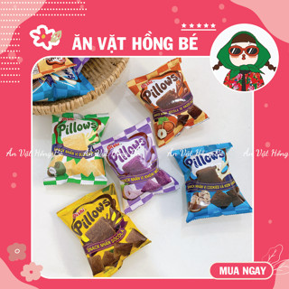 Snack Pillows Oishi Nhân Sữa Dừa - Socola - Kem Vani (Gói 14G), Bánh Nhân Kem Oishi - Ăn vặt Hồng Bé