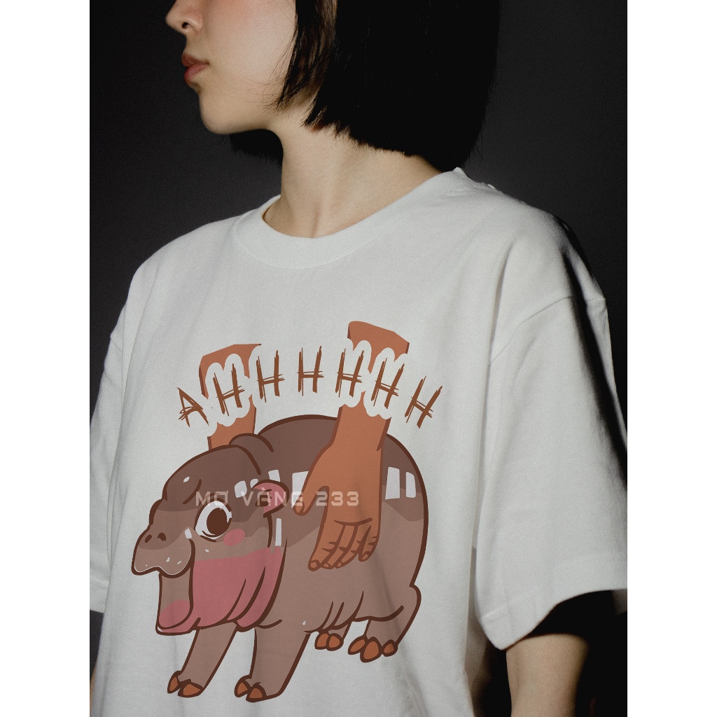 Áo Thun In Hình Hà Mã Moo Deng Siêu Đáng Yêu, Moo Deng, Hà Mã Con, MD001