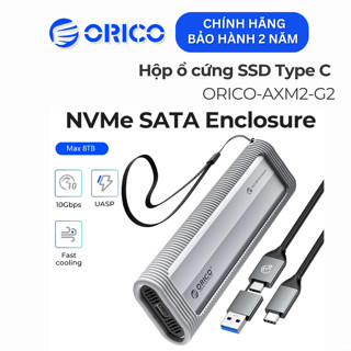 Box ổ cứng SSD ORICO AXM2 M.2 NVME TypeC & M.2 Dual NVME+SATA TypeC, tốc độ 10Gbps - Hàng Chính Hãng, Bảo Hành 24 Tháng