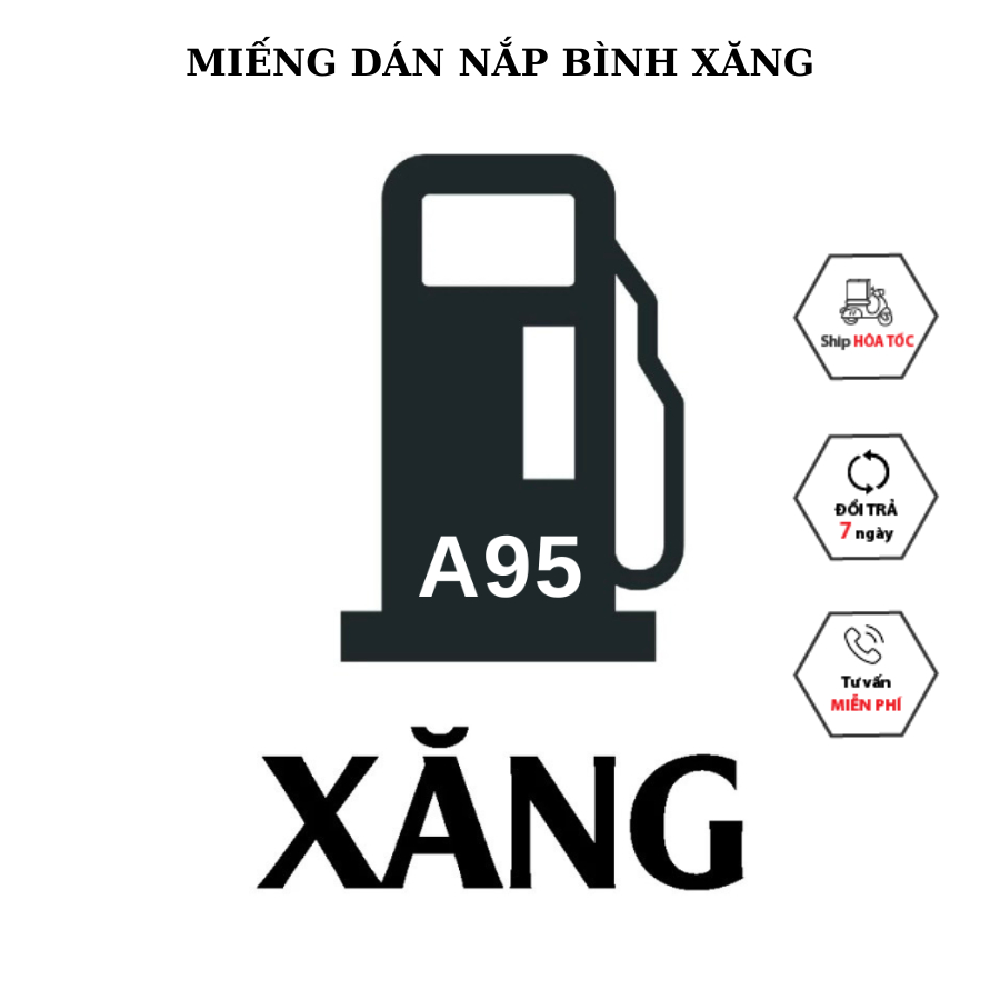 Miếng dán nắp bình xăng A95, A92 , dầu, trang trí xe ô tô
