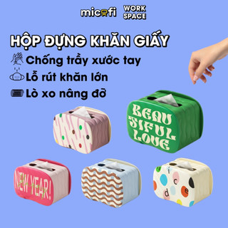  Hộp Đựng Khăn Giấy Micofi Để Giấy Vệ Sinh Hộp Đựng Khăn Khô Đa Năng Cute Decor Để Bàn Nhà Tắm Lò Xo Nâng Đỡ 
