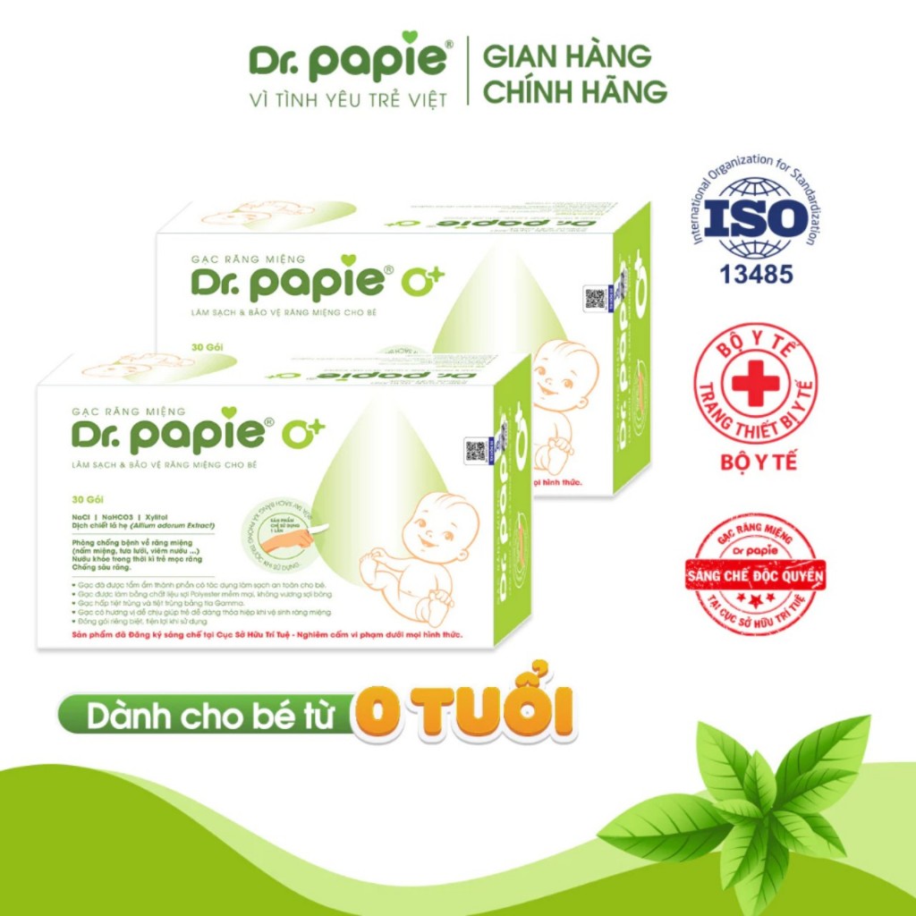Gạc răng miệng Dr.papie - Làm sạch khoang miệng - Hộp to 30 gói