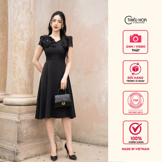 Đầm Trung Niên thiết kế chất liệu trượt thái nhập khẩu cao cấp họa tiết nổi bắt mắt, sang trọng Thiều Hoa DD3N1113