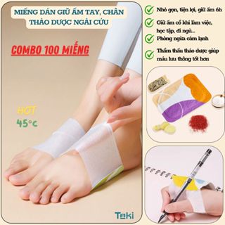 Combo 100 Miếng dán giữ nhiệt bàn chân 6h giữ ấm bàn tay thành phần Ngải Cứu ngăn ngừa cảm lạnh