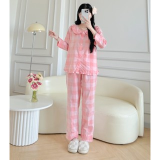 Bộ Đồ Ngủ Tay Dài Vải Lụa/ đũi/ cotton Dễ Thương Cho Nữ[Ảnh thật]