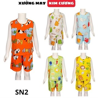 Đồ bộ tole lanh bé trai sát nách Kim Cương mặc nhà thoáng mát SN2