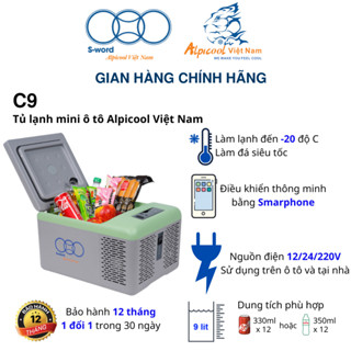 Tủ Lạnh Mini Ô Tô Alpicool Việt Nam 9-10 lít Chính Hãng Đựng Đồ An Thực Phẩm Làm Mát Làm Đá