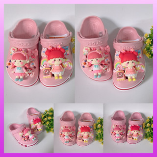 [Tặng 12 Sticker] Dép Croc baya màu hồng mix búp bê cho bé gái Muncocs sỉ lẻ sục crocss bé gái nam nữ người lớn