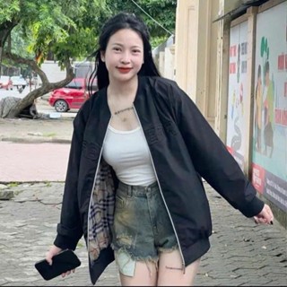  Áo Khoác Bomber Gió BURBERR Logo Thêu Da Khóa Kéo - Áo Khoác Gió Nam Nữ BBR 2 Lớp Phong Cách Boy Phố Hot Trend 2024.. 