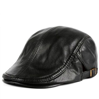 Mũ beret nam da bò tặng ông tặng bố M118 có bịt tai có chỉnh size