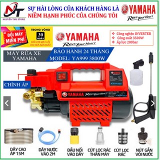 Máy rửa xe YAMAHA có chỉnh áp, công suất 3500W, máy xịt áp lực cao.