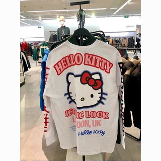 Áo thun dài tay Mèo HelloKitty - Áo thun dài tay form rộng thoải mái - Ống tay bo chun mềm