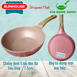 Chảo sâu chống dính siêu bền đá Dura pro SUNHOUSE DP20MP DP24MP (20/24CM) không kén bếp