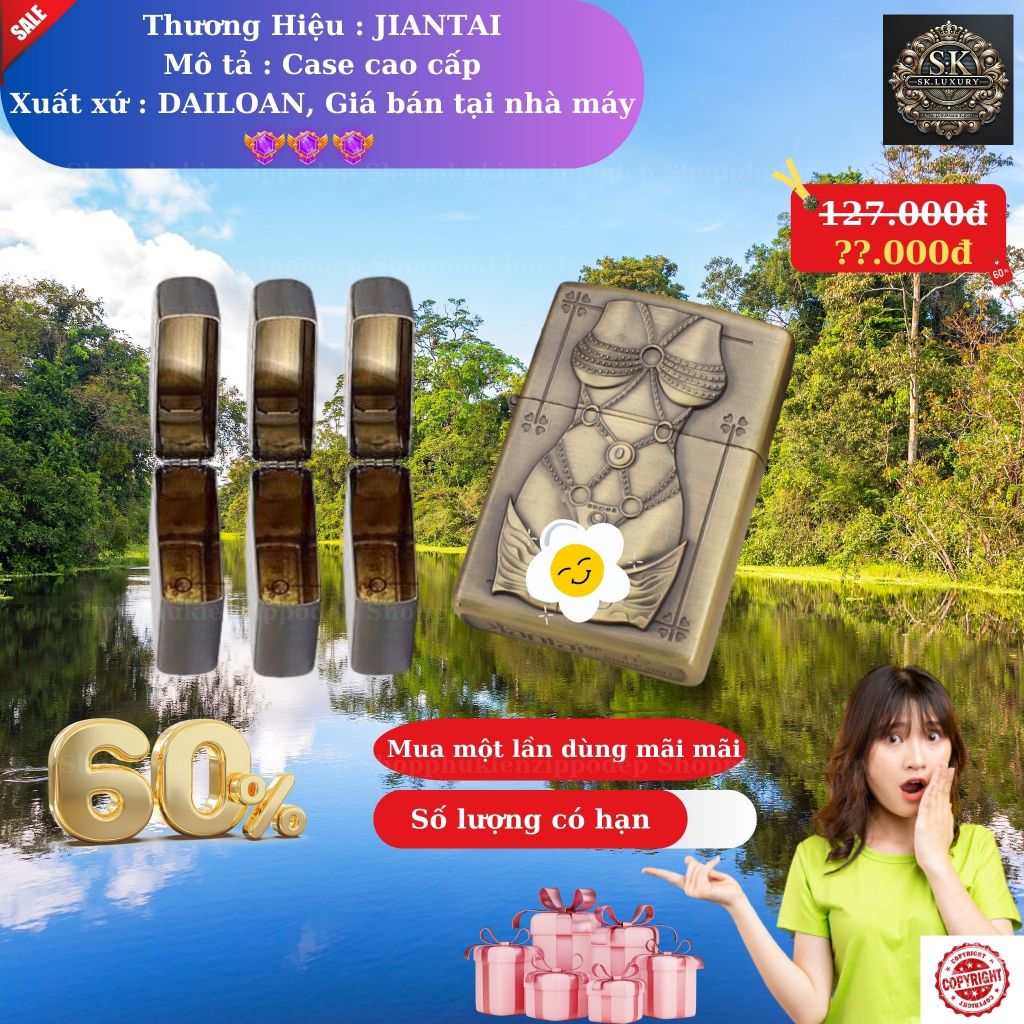 Case Zippo Đẹp (Y-06B) Chất liệu Đồng Thau (Không Bao Gồm Nhiên Liệu)