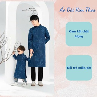  Áo Dài Cặp Bố Và Bé Trai Lụa Tafta Thêu Mặc Tết Đẹp BC01 