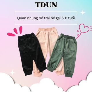 02206 Quần nhung bé trai bé gái, quần thu đông bé trai bé gái nhí màu xanh đen hồng xuất Hàn. TDUN