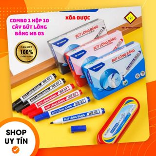  COMBO 1 hộp bút lông bảng THIÊN LONG WB 03 viết lên bảng trắng nét 2.5mm xóa được 