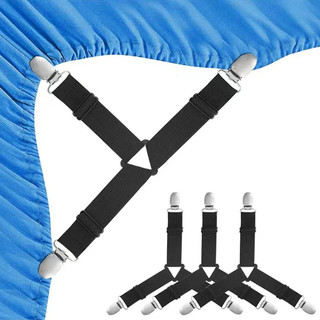 Kẹp ga giường Combo 4 dây kẹp cố định ga trải giường kẹp KIM LOẠI, dây chun cố định góc nệm chống xê dịch ga trải giường