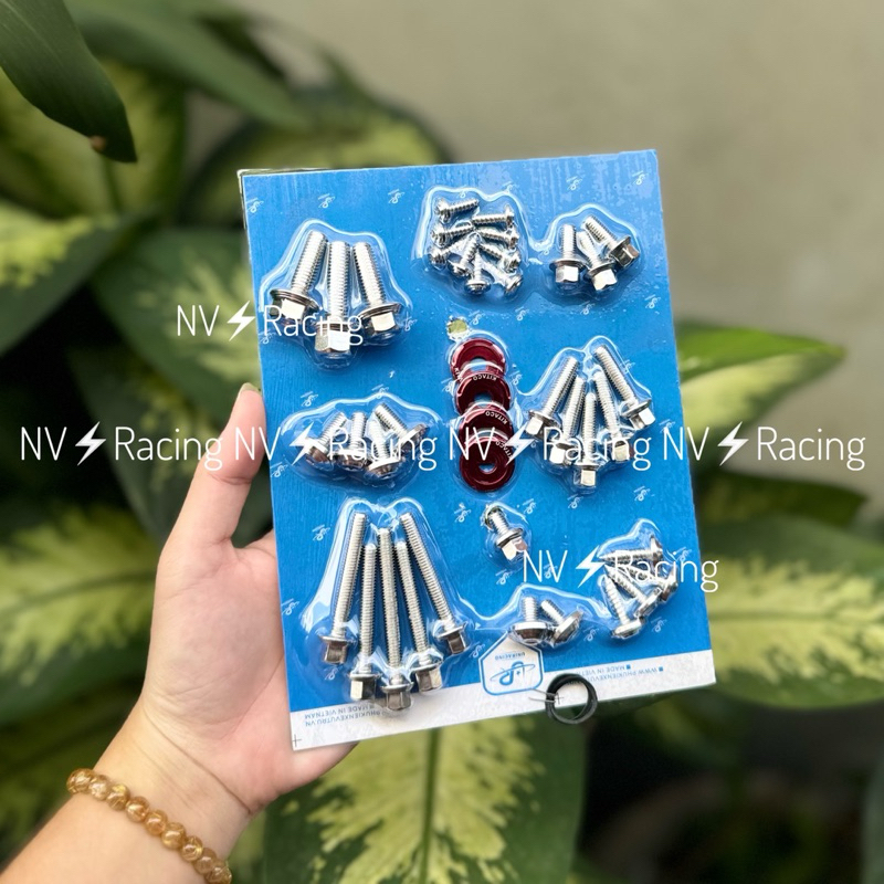 Combo ốc Salaya trụ V2 đầu thái Lead 4 Val  ( ốc lóc máy, ốc ốp pô, ốc cốp, ốc pô e ) inox 304 sáng 