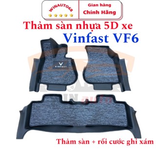 Thảm lót sàn nhựa 5D xe Vinfast VF6 - Mẫu tràn viền- đúc nguyên khối - 3 tấm/bộ -WINAUTO68