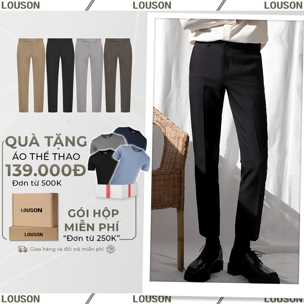 Quần dài tây nam Louson co giãn 2 chiều, lưng đai chun ẩn, xuất xịn, chuẩn form
