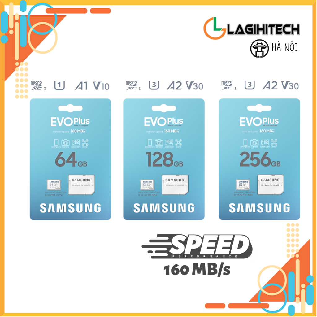 ( MODEL 160MB/s ) Thẻ nhớ microSDXC Samsung Evo Plus 64GB / 128GB / 256GB Class 10 - Hàng nhập khẩu