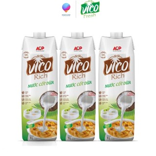 (DATE 2026) Combo 03 Hộp 1000mL Nước Cốt Dừa 100% VICO RICH - APIS -YOOSOO