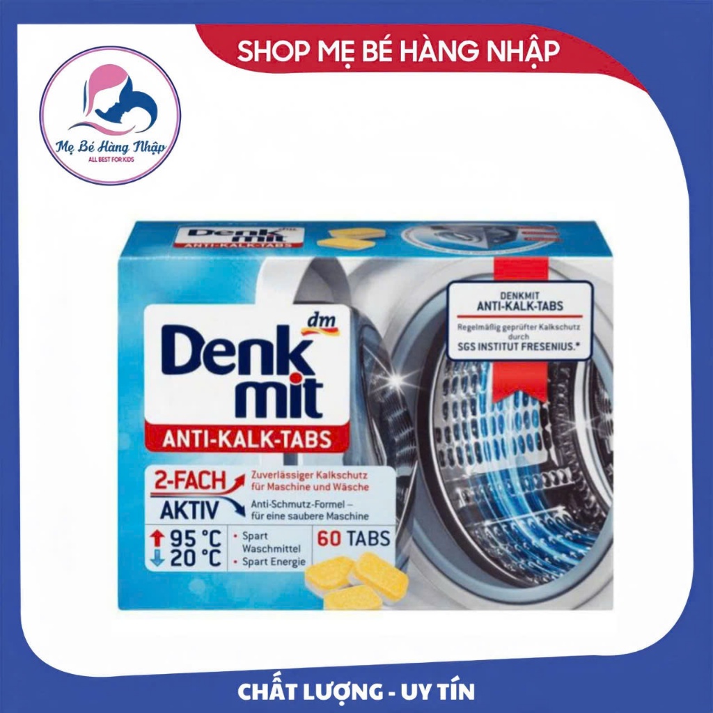 Viên vệ sinh tẩy rửa dành cho máy giặt Denkmit Đức - Hộp 60 viên x 15gr ( 900gr)
