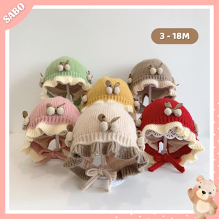 Mũ Len Bèo Thắt Nơ Hàng 2 Lớp Xinh Xắn, Giữ Ấm Cho Bé Gái 3-18 Tháng, Nón Len Bé Gái Tiểu Thư