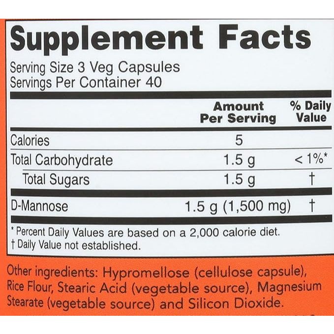 Now Foods D-Mannose 500mg - Viên Uống Hỗ Trợ Bàng Quang Và Tiết Niệu Khỏe Mạnh 120 viên