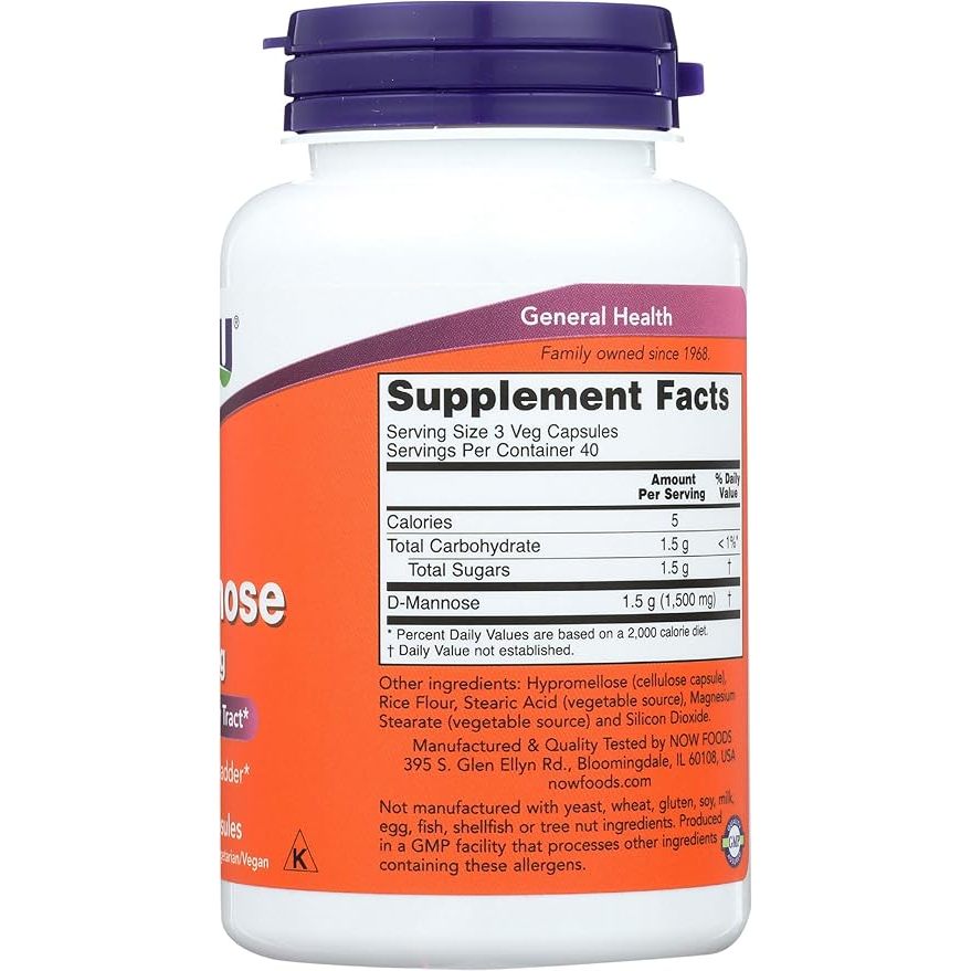 Now Foods D-Mannose 500mg - Viên Uống Hỗ Trợ Bàng Quang Và Tiết Niệu Khỏe Mạnh 120 viên