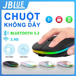 Chuột không dây JBLue 2 chế độ kết nối có đèn LED ,  Dùng Pin Sạc, Chuột im lặng siêu mỏng