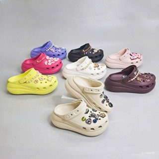 Dép crush unisex đế cao 6 phân full nhựa EVA cao cấp tặng kèm 10 jibbitz sticker, dép sục crush nam nữ đế bánh mỳ 6-7cm