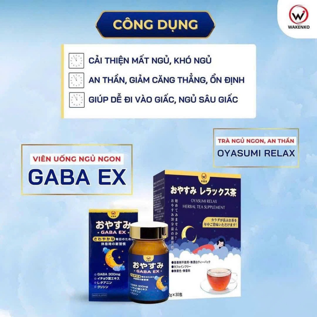 Viên Uống Giúp Ngủ Ngon An Thần Gaba Ex Nhật Bản Hộp 60 Viên