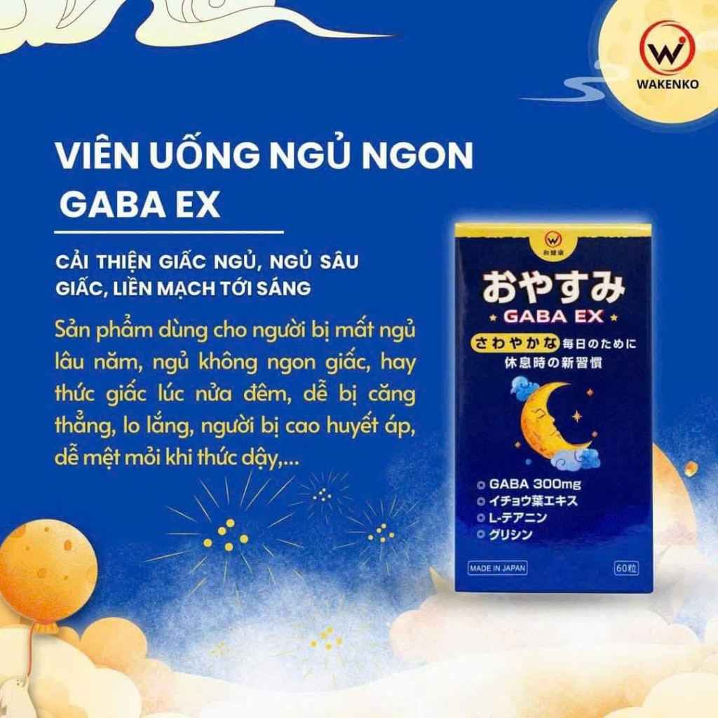 Viên Uống Giúp Ngủ Ngon An Thần Gaba Ex Nhật Bản Hộp 60 Viên