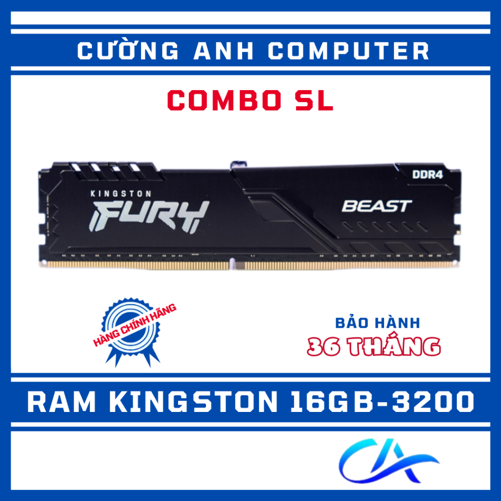 [ COMBO SL ] Ram Desktop Kingston Fury Beast 16GB (1x16GB) DDR4 3200Mhz. (KF432C16BB/16)