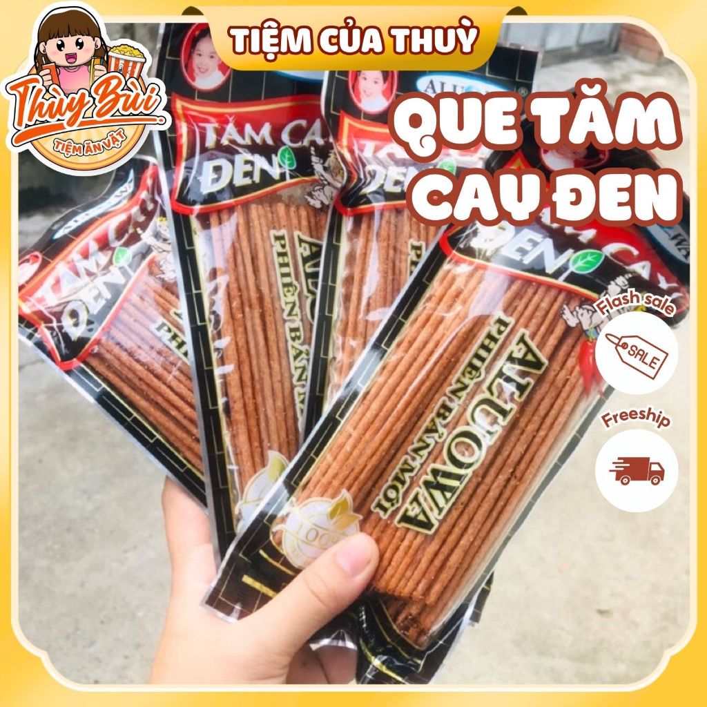 Que Cay Đen Cay Đặc Biệt, Snack Tăm Cay Đen ALUOWA, đồ ăn vặt cổng trường, Tiệm ăn vặt Thuỳ Bùi