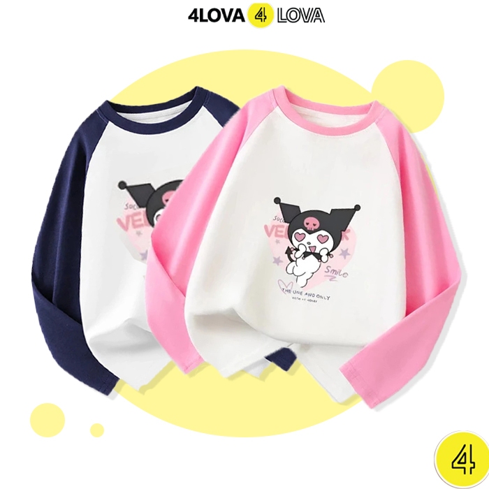 Áo thun dài tay trẻ em hình Kuromi 4LOVA dễ thương cho bé gái